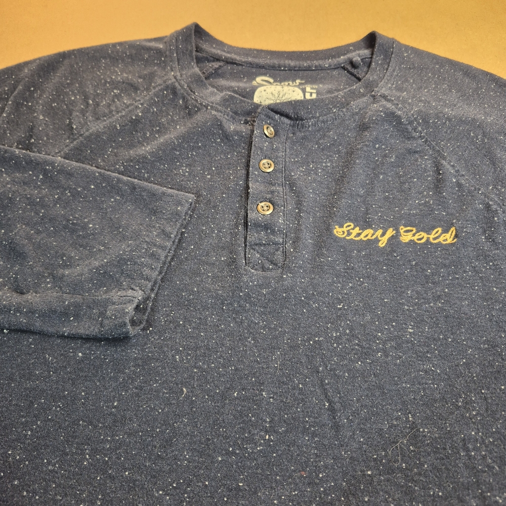 Lucky Brand Navy Speckled Henley - Stay Gold 1744/525